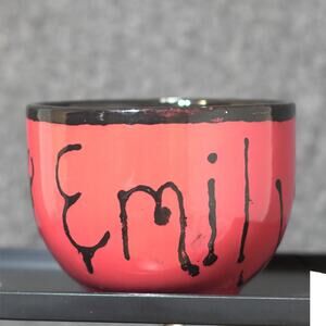 Hand‑Painted Mug Red Black Personalized Pottery Cat Inside Valentine's Gift